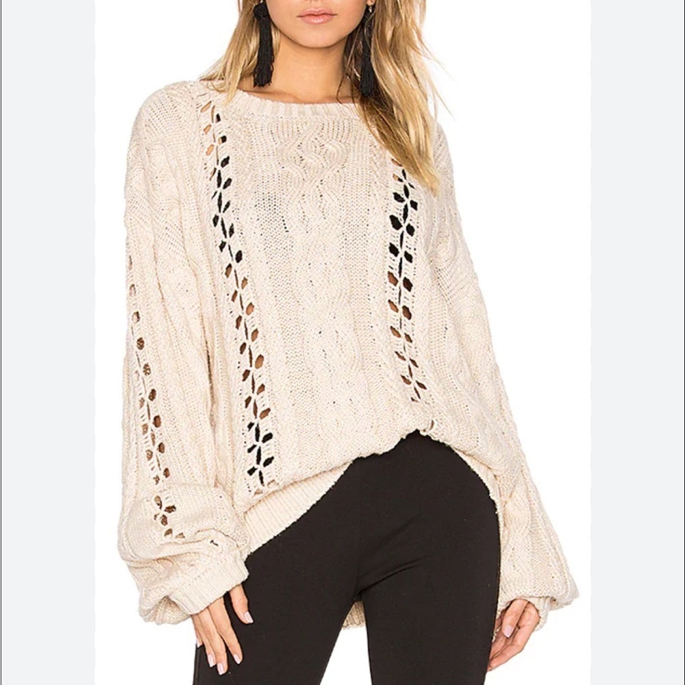 NWOT For Love & Lemons Wythe Bell Sleeve Sweater Sz M Oversized Boho Classic